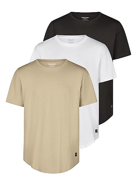 Jack & Jones Tshirt Herren lang geschnitten Set 100% Baumwolle Regular Fit günstig online kaufen
