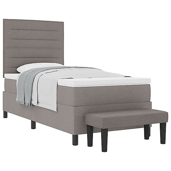 vidaXL Bett Boxspringbett mit Matratze & Bank Taupe 90x190 cm Stoff (2-tlg) günstig online kaufen