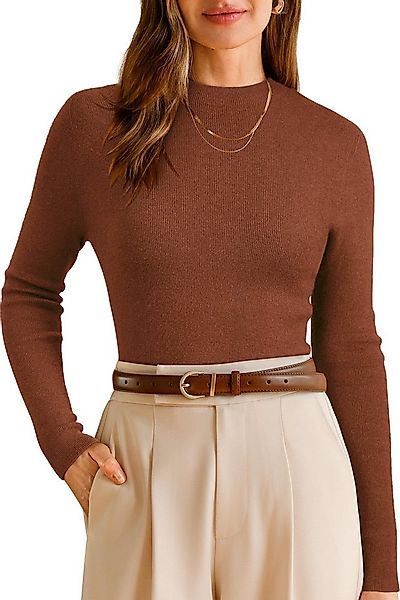 Arach&Cloz Wollpullover Damen Pullover Wolle Blended Seamless Tops Rollkrag günstig online kaufen