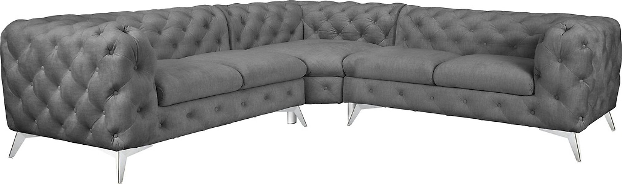 Leonique Chesterfield-Sofa "Ecksofa GLYNIS L-Form mit Wellenunterfederung, günstig online kaufen