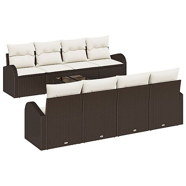 vidaXL Loungesofa 9-teiliges Garten Sofa Set mit Kissen in Braun aus Poly R günstig online kaufen