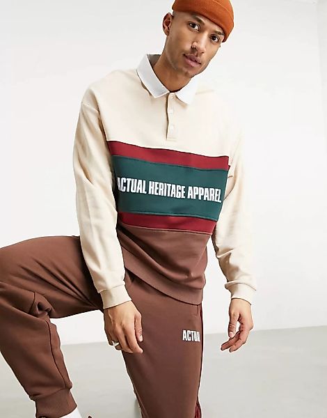 ASOS Actual – Oversize-Trainingsanzug mit Rugby-Sweatshirt in Blockfarben-M günstig online kaufen