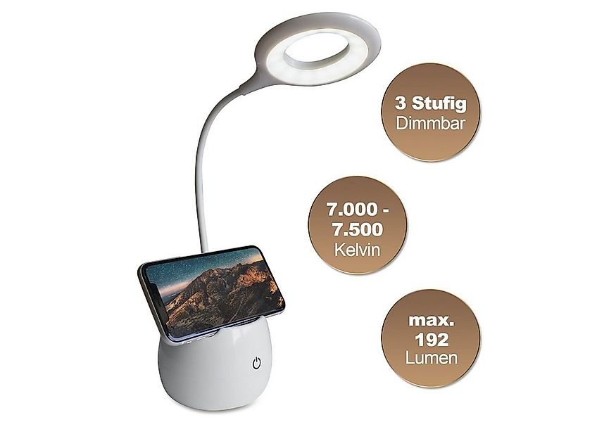 EAXUS LED Schreibtischlampe Touch USB Tischleuchte mit Stiftehalter und Han günstig online kaufen
