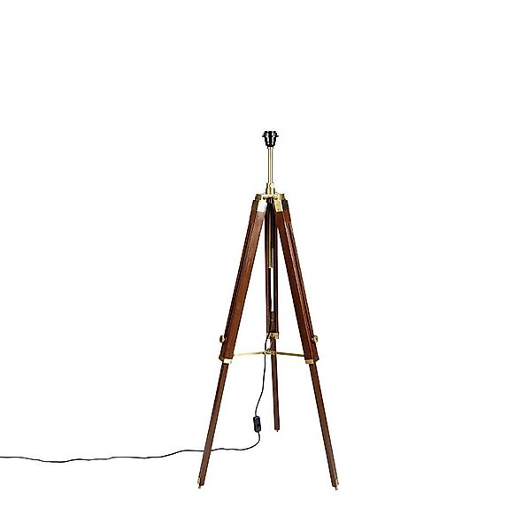 Qazqa Stehlampe Cortin, ohne Leuchtmittel, E27, Braun, Landhaus, Holz, 1-fl günstig online kaufen