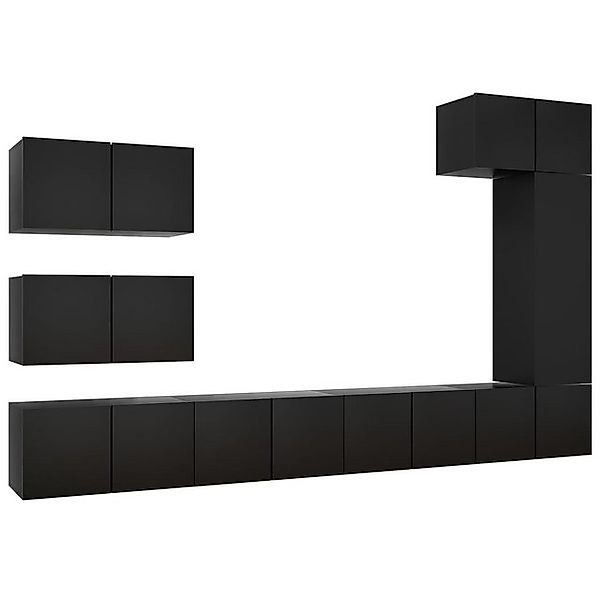 vidaXL TV-Schrank 8-tlg. TV-Schrank-Set Schwarz Holzwerkstoff (8-St) günstig online kaufen