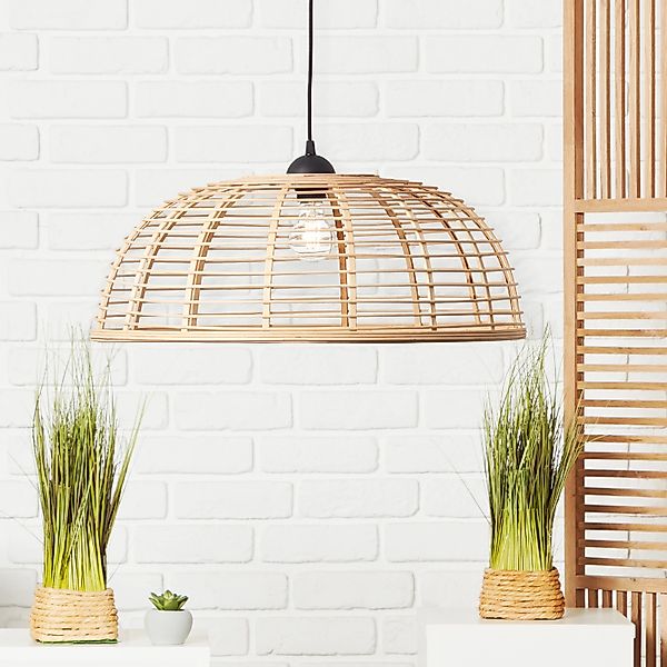 Brilliant Pendelleuchte Crosstown Ø 56 cm Holz hell und Schwarz günstig online kaufen