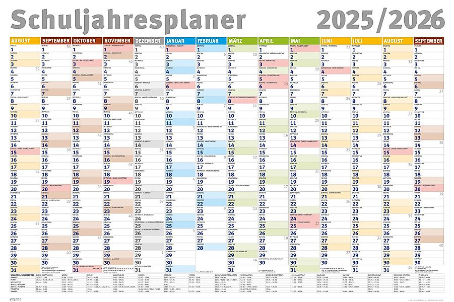 Poster Schuljahresplaner 2025/2026 - Wandplaner Kalender günstig online kaufen