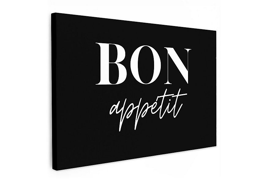 OneMillionCanvasses® Leinwandbild Bon appétit - Spruch - Schwarz - Zitat, F günstig online kaufen