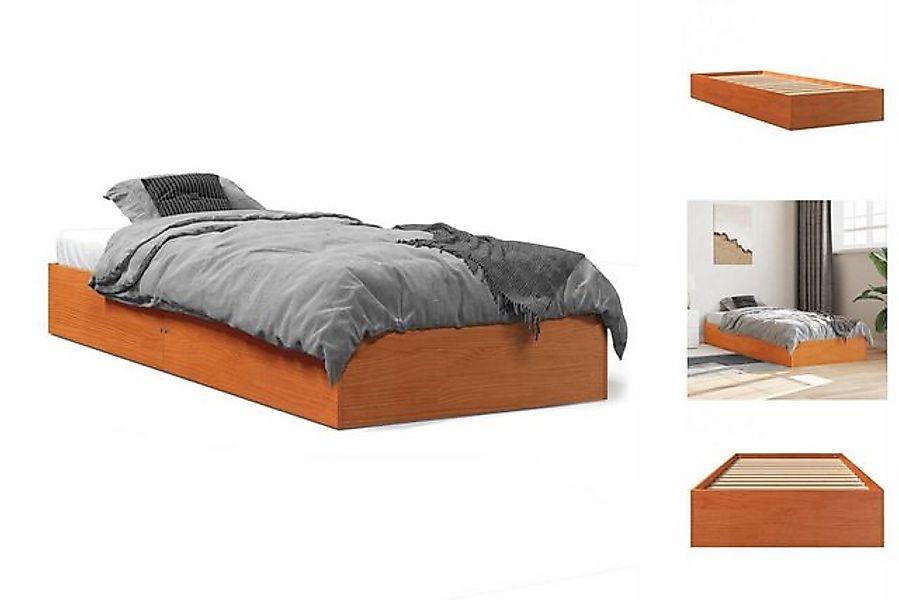 vidaXL Bettgestell Massivholzbett Wachsbraun 90x200 cm Kiefer Bett Bettgest günstig online kaufen