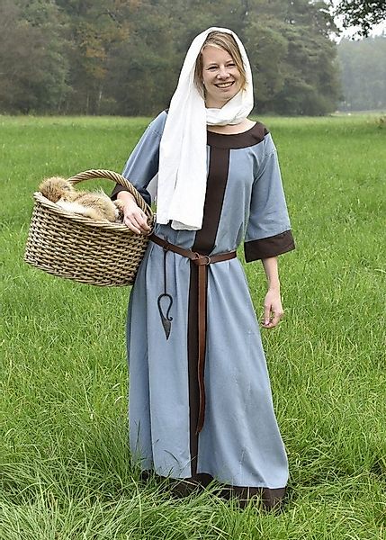 Battle Merchant Ritter-Kostüm Germanisches Kleid Gudrun Blaugrau/Braun Größ günstig online kaufen