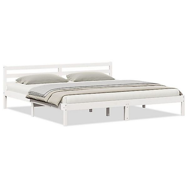 vidaXL Bett Bettgestell mit Kopfteil Weiß 200x210 cm Massivholz Kiefer (1-t günstig online kaufen