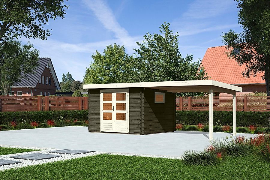 Karibu Gartenhaus "Trittau 3", mit Anbaudach und Fenster günstig online kaufen
