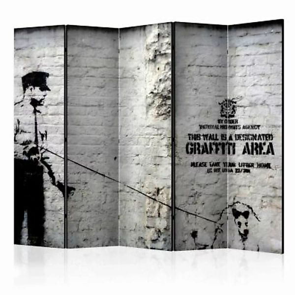 artgeist Paravent Banksy - Graffiti Area II [Room Dividers] grau/schwarz Gr günstig online kaufen