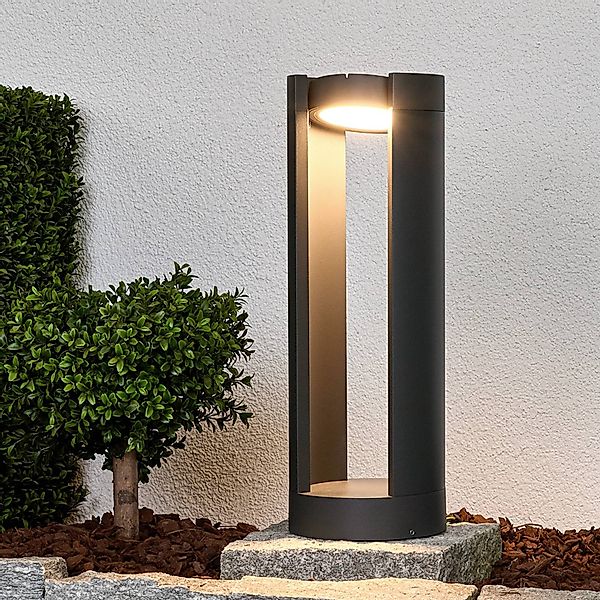 Lucande LED-Sockelleuchte Dylen, grau, Metall, 50cm, IP65 günstig online kaufen
