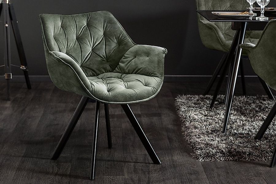 riess-ambiente Polsterstuhl THE DUTCH COMFORT dunkelgrün / schwarz (Einzela günstig online kaufen