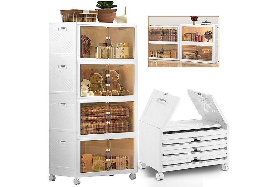 LETGOSPT Aufbewahrungsbox Schmaler Rollcontainer Kunststoff Schrank mit Tür günstig online kaufen