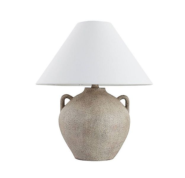 HOME DELUXE Tischleuchte RITA in Steinoptik, Weißer Stoffschirm, Wohnzimmer günstig online kaufen