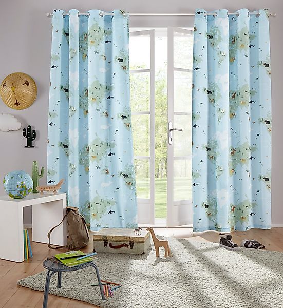 my home Vorhang Weltkarte, Ösen (1 günstig online kaufen