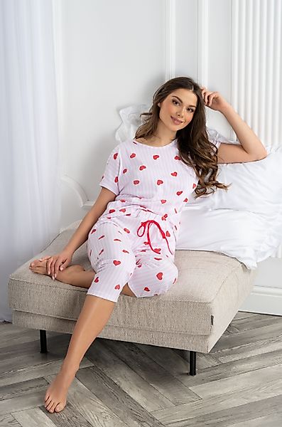 Mademoiselle Sommeil Capri-Pyjama Schlafanzug mit Herzmuster günstig online kaufen