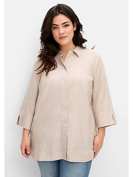 Sheego Hemdbluse Große Größen im Leinen-Mix, mit feinen Streifen günstig online kaufen