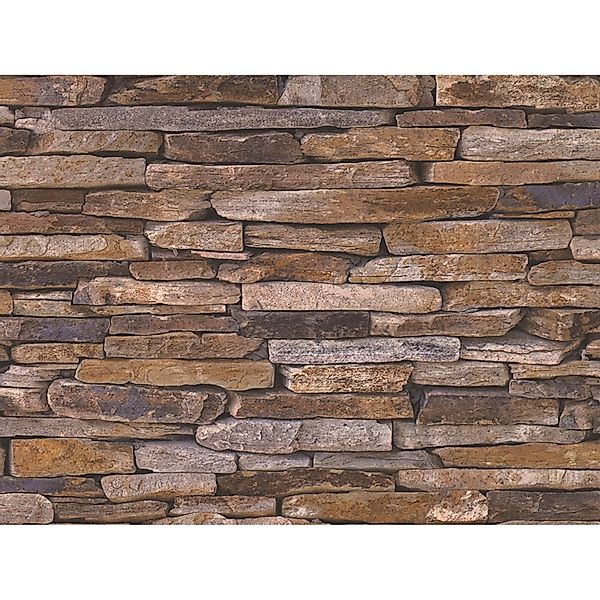 Vliestapete Steinmaueroptik Woodn Stone Bunt FSC® günstig online kaufen