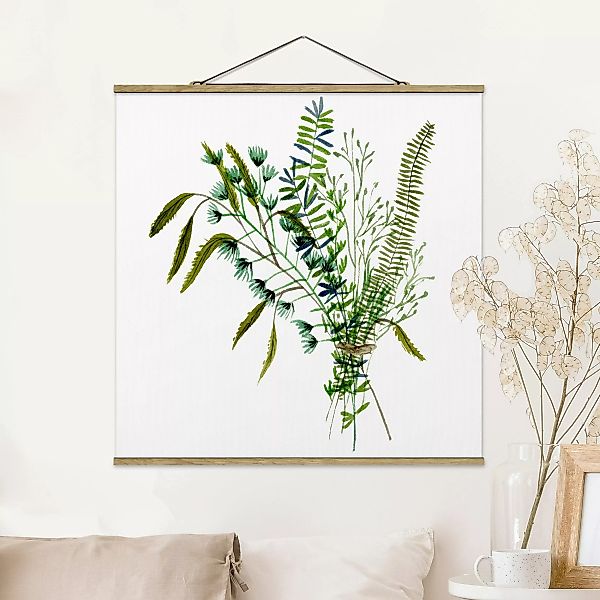 Stoffbild Blumen mit Posterleisten - Quadrat Wiesengräser I günstig online kaufen