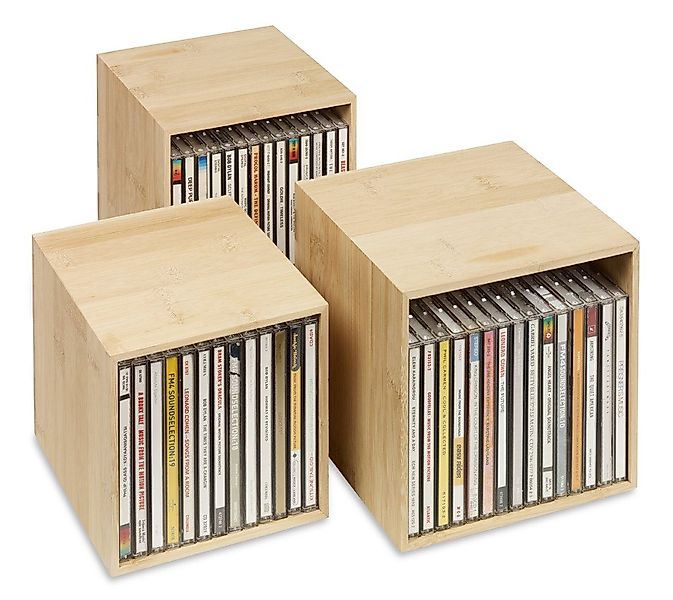 Cubix Aufbewahrungsbox CD-Boxen-Set bambus, 3 CD-Aufbewahrungs-Boxen Holz f günstig online kaufen