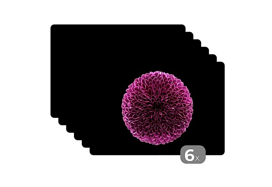 MuchoWow Platzset Eine kugelförmige lila Chrysanthemenblüte auf schwarzem H günstig online kaufen