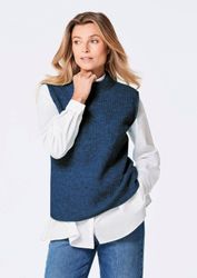 GOLDNER Strickpullover Edler Rippstrick Pullunder, Stehkragen günstig online kaufen