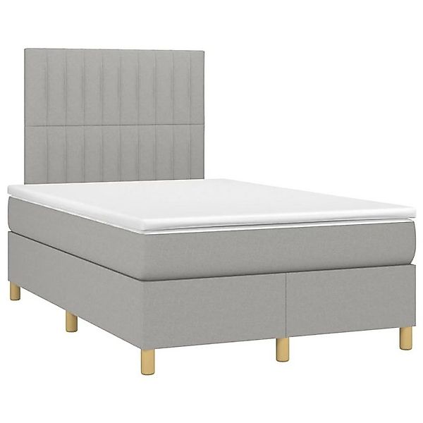 vidaXL Boxspringbett, Boxbett mit Matratze Hellgrau 120x190 cm Stoff günstig online kaufen