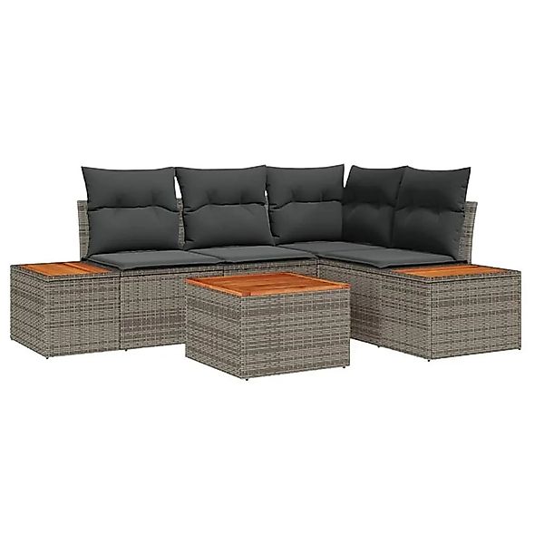 vidaXL Gartensofa-Set mit Kissen mit Speicher 4 Stk Grau Polyrattan 3356749 günstig online kaufen