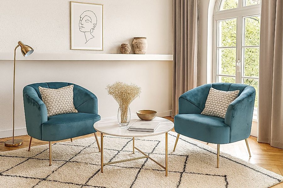 moebel-direkt-online Loungesessel Moderner Polstersessel mit goldfarben günstig online kaufen