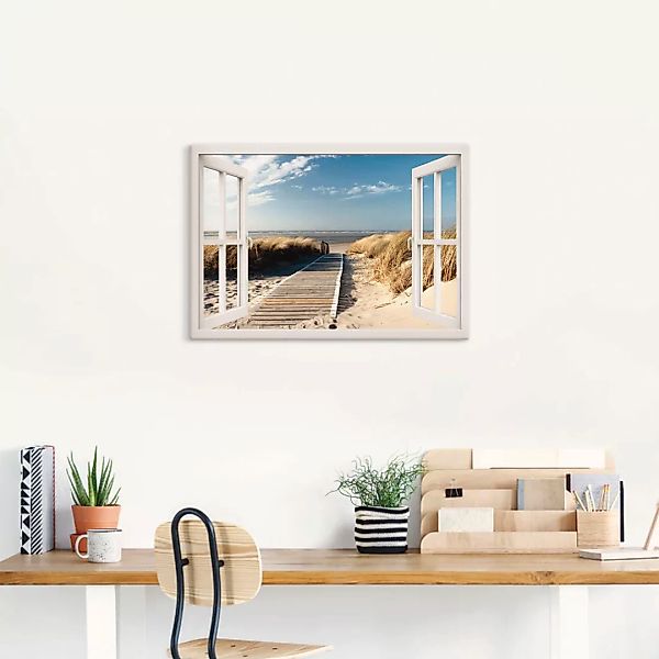 Artland Wandbild "Fensterblick Nordseestrand auf Langeoog", Fensterblick, ( günstig online kaufen