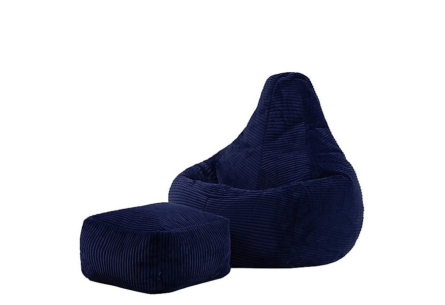 icon Sitzsack Sessel mit Rückenlehne aus Cord „Dalton“ mit Hocker (Spar-Set günstig online kaufen