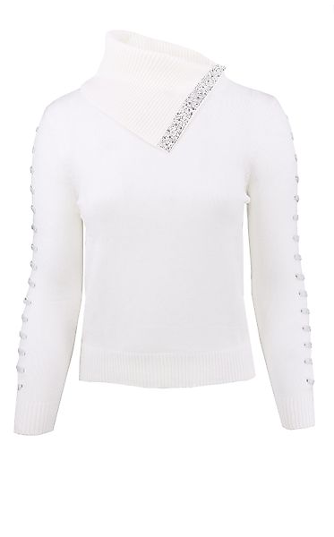 Passioni Strickpullover mit Schalkragen und Strassdetail günstig online kaufen