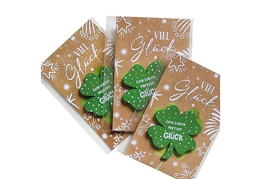 Logbuch-Verlag Dekofigur 3 Mini Glücksbringer Geschenke Glücksklee mit Viel günstig online kaufen