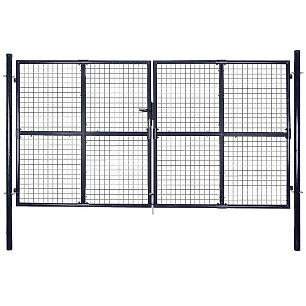 vidaXL Gitter-Gartentor Verzinkter Stahl 306 x 175 cm Grau 143366 günstig online kaufen