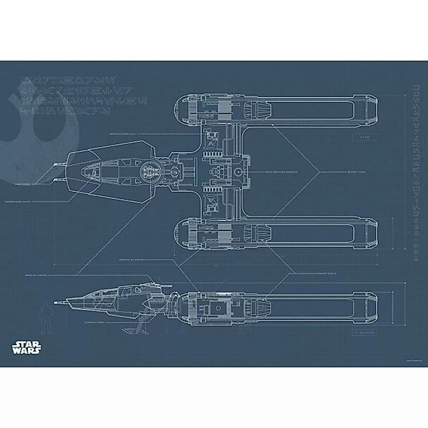 Komar Poster Star Wars EP9 Blueprint Y-Wing Star Wars B/L: ca. 70x50 cm günstig online kaufen