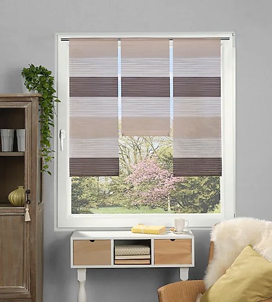HOME WOHNIDEEN Scheibengardine »GABI«, (3 St.), 3-tlg. Querstreifen Fenster günstig online kaufen