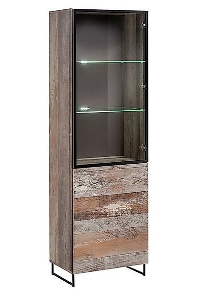 99rooms Vitrine Molde Plankeneiche, Schwarz (Standvitrine, Glasvitrine, Woh günstig online kaufen
