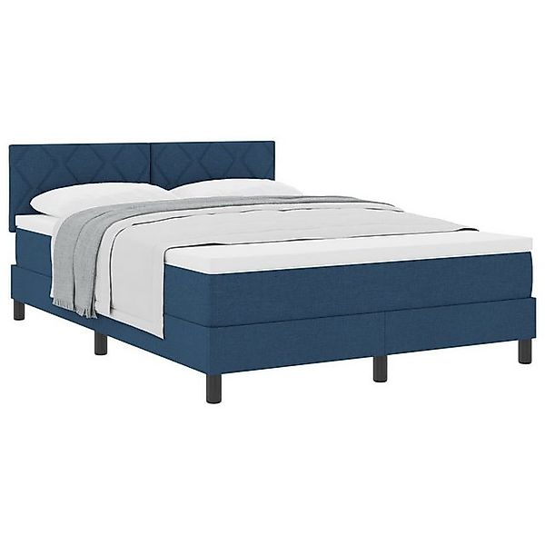 vidaXL Bett Boxspringbett mit Matratze Blau 140x200 cm Stoff (1-tlg) günstig online kaufen