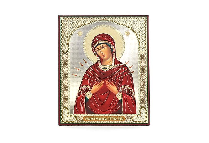 NKlaus Bild Siebenpfeilige Gottesmutter Holz Ikone 10x12cm christlich ortho günstig online kaufen
