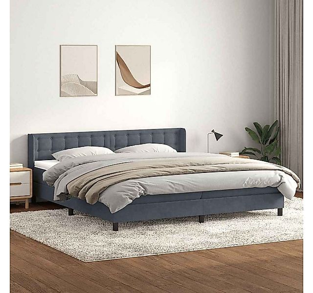 vidaXL Boxspringbett, Boxspringbett mit Matratze Dunkelgrau 200x210 cm Samt günstig online kaufen