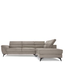 Ecksofa Wohnlandschaft mit Fußgestell aus Metall in Beige günstig online kaufen