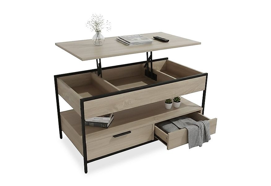 relaxdays Couchtisch mit Stauraum, hellbraun günstig online kaufen