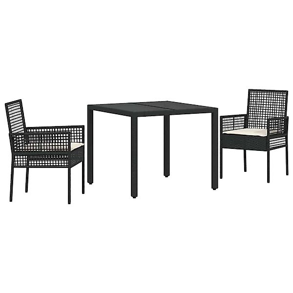 vidaXL Garten Essgruppe 3-Tlg Schwarz Poly Rattan 3334855 günstig online kaufen