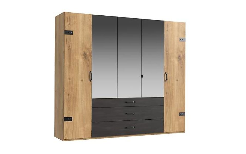 Kleiderschrank 5trg mit 3 Spiegel DETROIT von FRESHTOGO braun günstig online kaufen