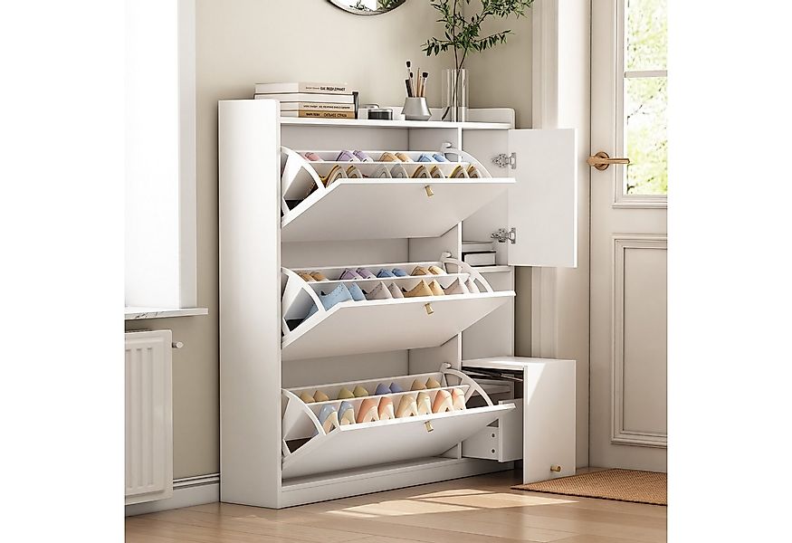 OKWISH Schuhschrank Vielseitiger Kipp-Schuhschrank (mit 3 Klappschubladen & günstig online kaufen