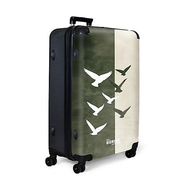 NoBoringSuitcases.com© Hartschalen-Trolley Vögel mit grünem und günstig online kaufen