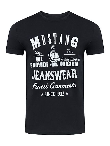 Mustang Herren T-Shirt Mehrfarbig Rundhals Regular Fit S bis 6XL günstig online kaufen
